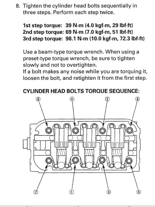How to re torque head bolts honda #4