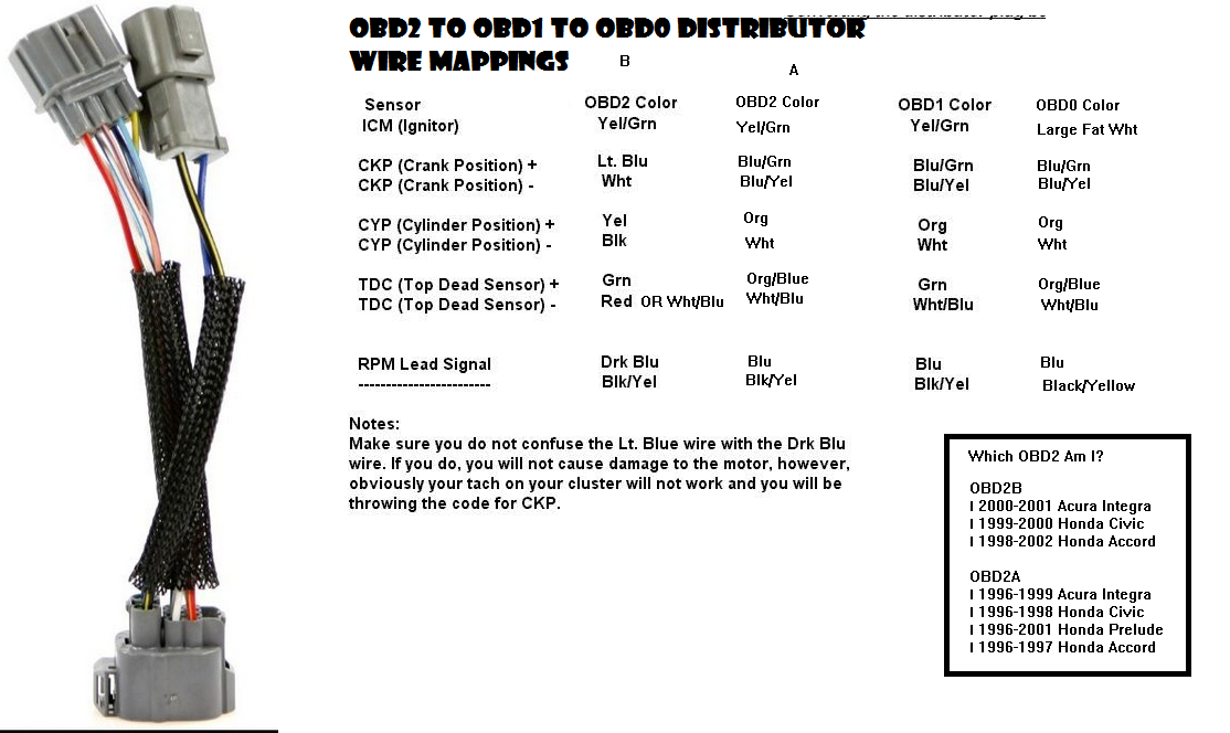 Obd2 - U0026gt  Obd1 - U0026gt  Obd0 Distributor Wire Mapping