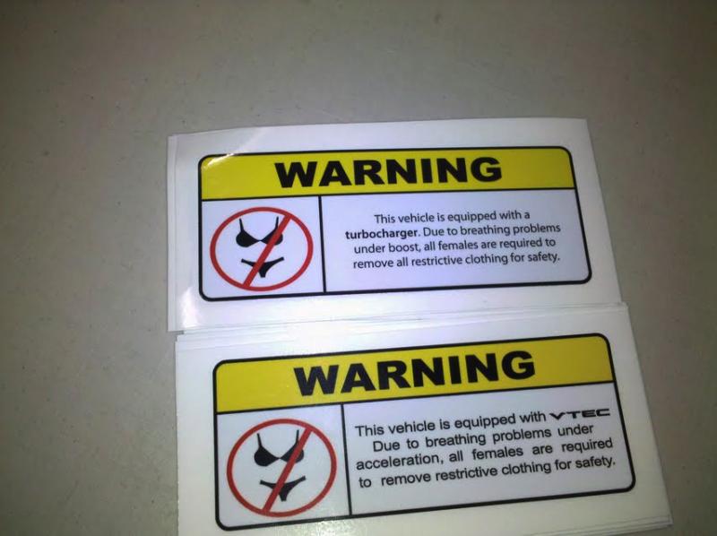 Honda vtec warning sticker