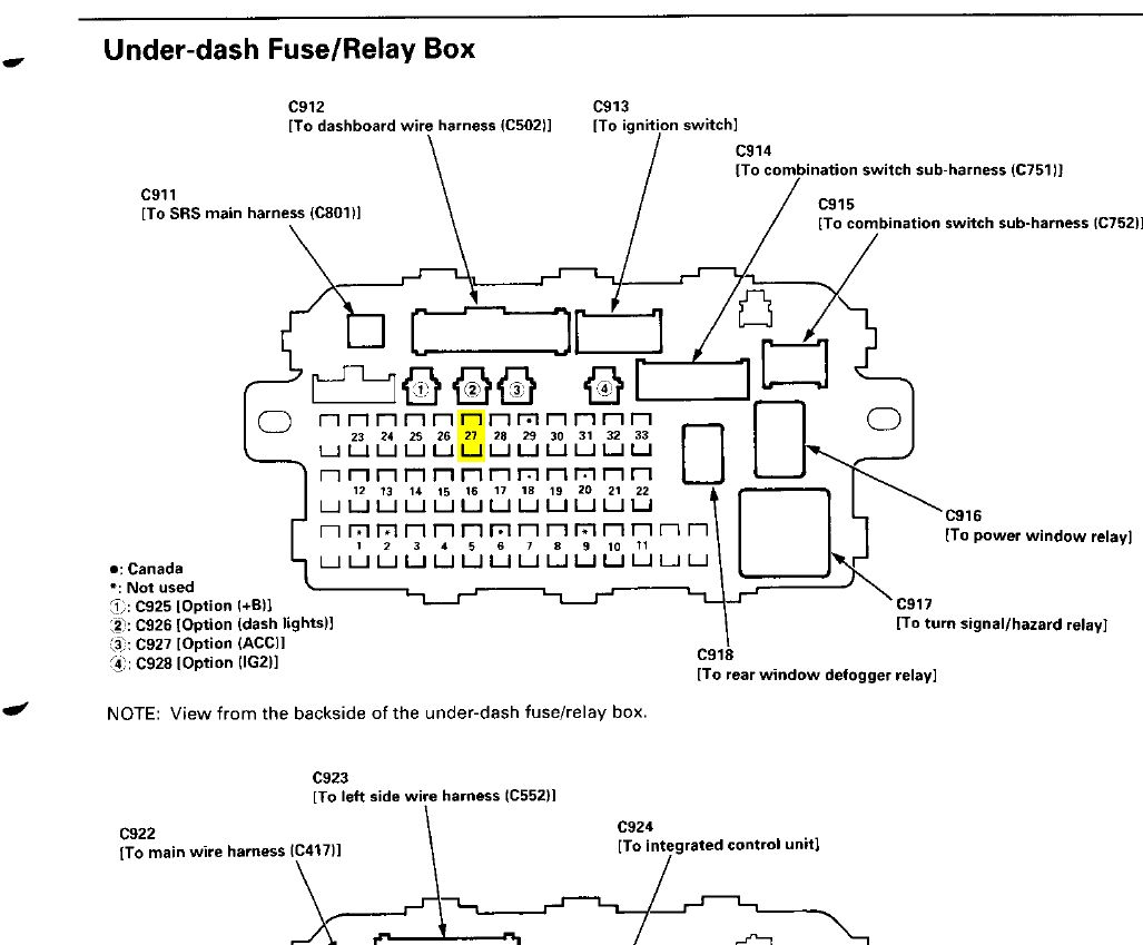 Fuse Box layout on 2000 CRV - Honda-Tech