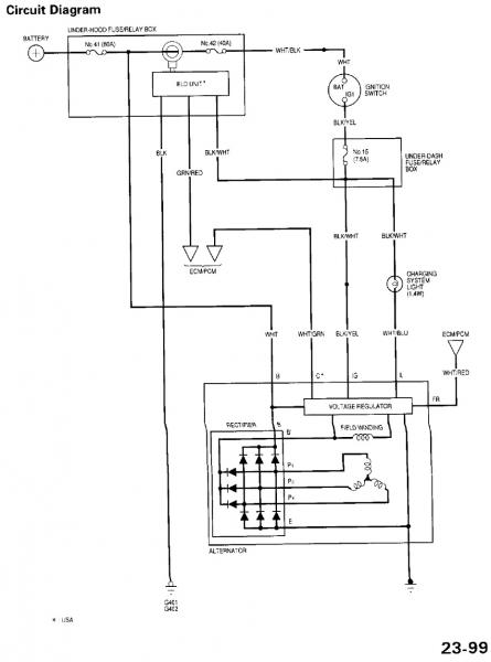 Honda Alternator Wiring Diagram from honda-tech.com