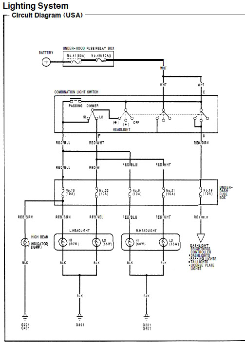 92-95 DX Civic Headlight Wiring. - Honda-Tech - Honda ... gmc c7500 wiring schematics 