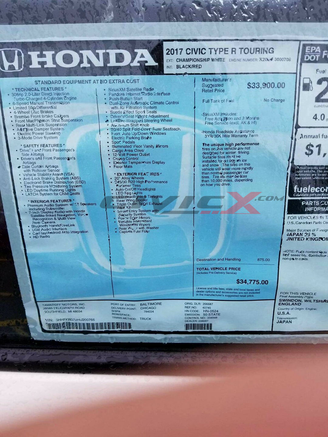 Honda-tech.com 2017 CTR Civic Type R price tag announced confirmed