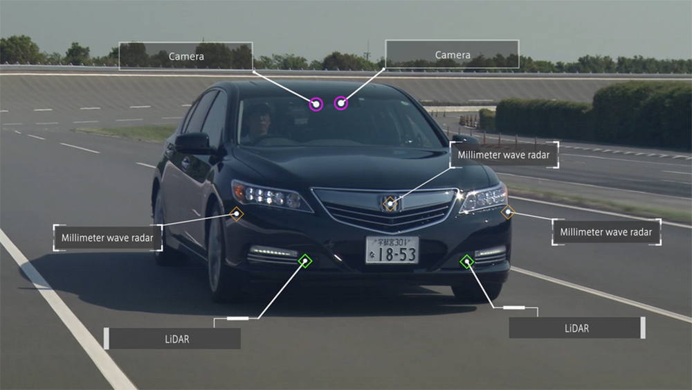 Honda with Radar and Lidar sensors to create a driverless vehicle