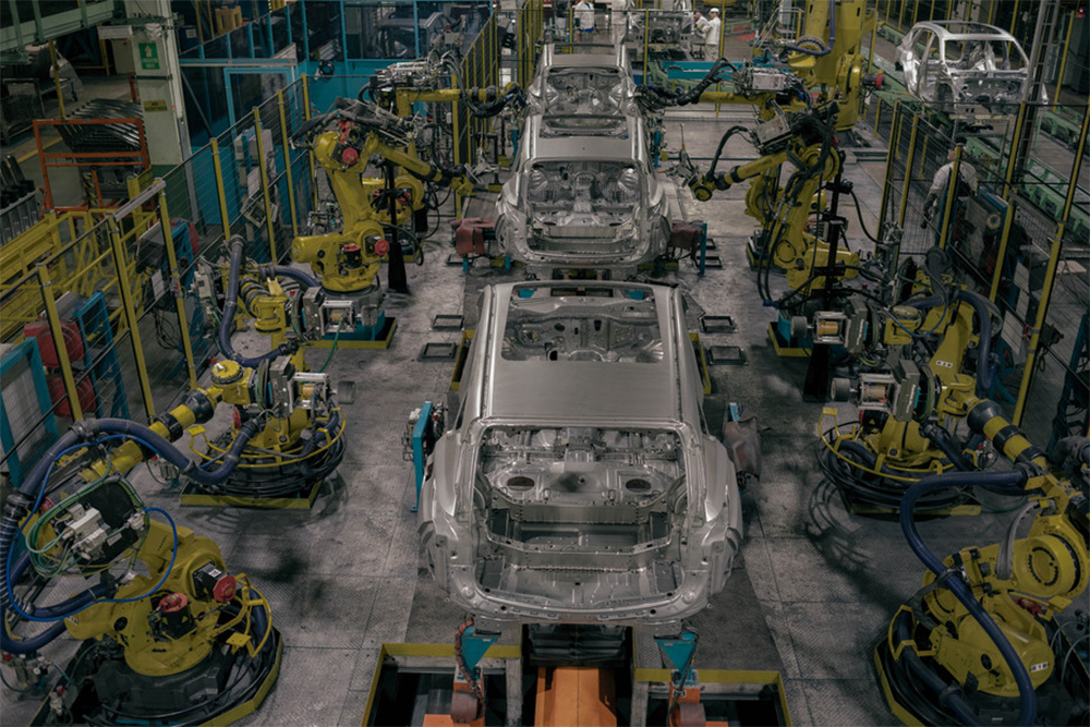 Honda Acura MDX being assembled inside Honda Motor Co factory