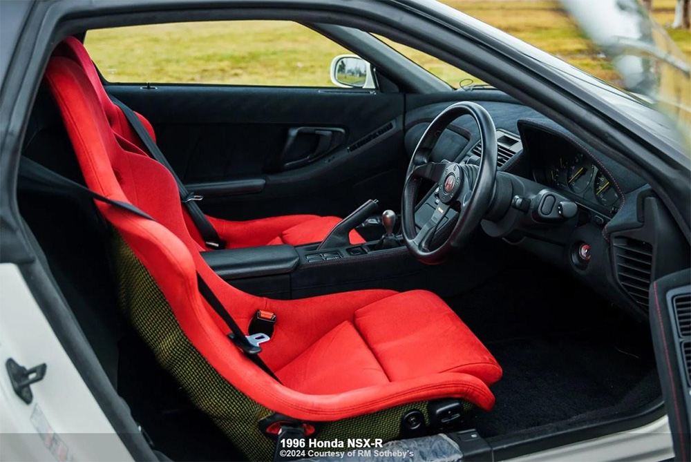 1996 Honda NSX-R for sale at RM Sotheby's 2024 Miami auction interior